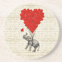 Globos románticos del elefante y del corazón posavasos personalizados