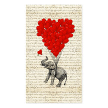Globos románticos del elefante y del corazón plantillas de tarjetas de visita