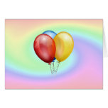 Globos y tarjeta en colores pastel de la onda