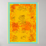 Glyphs mayas antiguos impresiones