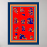 Glyphs mayas antiguos impresiones