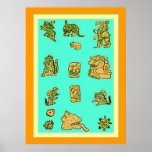 Glyphs mayas antiguos poster