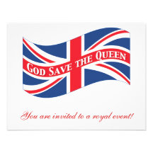 God Save the Queen con Union Jack Invitaciones Personales