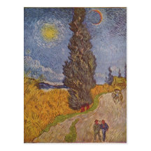 ¿Gogh, Vincent van Landstra? mit Zypressen de e Te Tarjeta Postal