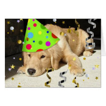 Golden retriever del juerguista del cumpleaños tarjetas
