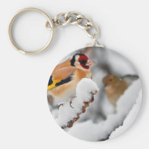 Goldfinch en nieve llaveros personalizados