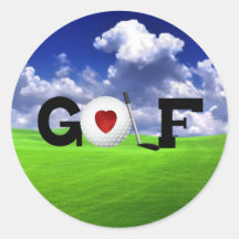 Golf del amor pegatinas redondas