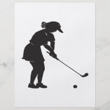 Golfista de la mujer tarjetón
