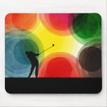 Golfista retro colorido de la silueta tapetes de raton