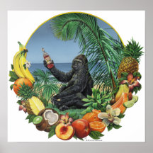 ¡Golpe tropical! Mono en las ilustraciones origina Posters