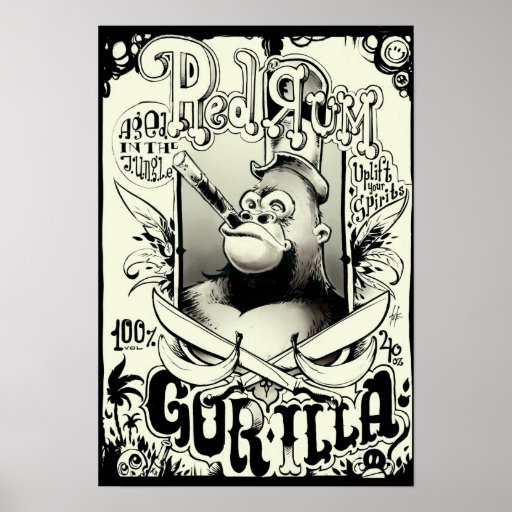 Gorila rojo del ron posters