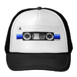 Gorra azul de la etiqueta de la cinta de casete gorras
