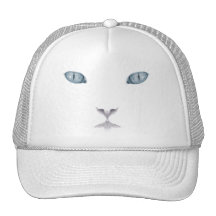 Gorra blanco del camionero de la cara del gato