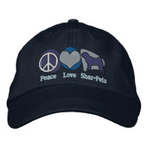 Gorra bordado Shar-Peis del amor de la paz (azul) Gorra De Beisbol