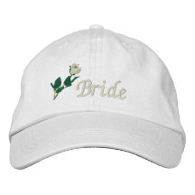 Gorra de la novia, rosa blanco bordado gorra de beisbol bordada