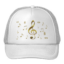 Gorra de las notas musicales del oro