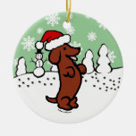 Gorra de Santa del navidad del Dachshund Ornamento De Navidad