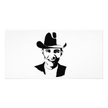 Gorra de vaquero de Barack Obama Tarjeta Fotografica