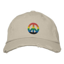 Gorra del signo de la paz del arco iris GLBT Gorra De Béisbol Bordada
