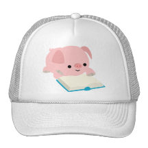 Gorra lindo del cochinillo de la lectura del dibuj