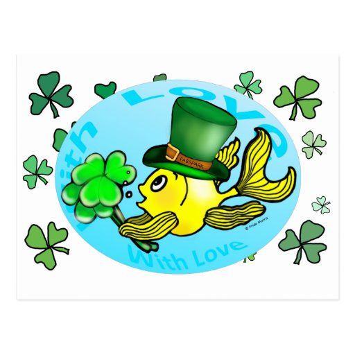 Gorra que lleva y tréboles del GOLDFISH IRLANDÉS d Tarjetas Postales