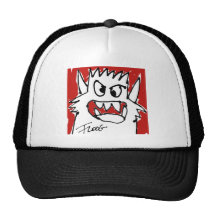 Gorra rojo del monstruo del dibujo animado