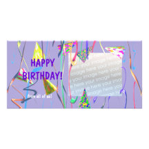 Gorras del fiesta del feliz cumpleaños tarjetas con fotos personalizadas