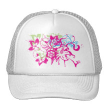 Goteos y flores de las rosas fuertes gorros bordados