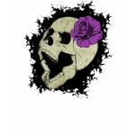 Goth Skull with Purple Rose & Grunge Background Tee Shirts