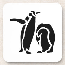 Grabado de madera del vintage del pingüino posavaso