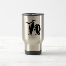 Grabado de madera del vintage del pingüino taza de café