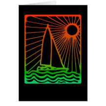 Grabar en madera 2 del sol del barco felicitaciones
