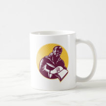 Grabar en madera retro de la voluta de la escritur taza
