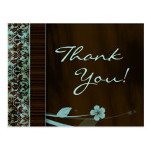 Gracias damasco azul Brown de la flor de la postal