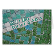 Gracias en portugués, de la hembra tarjeton