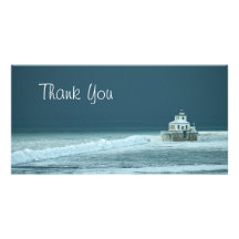 Gracias faro del invierno tarjeta fotográfica personalizada