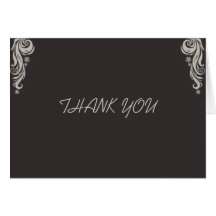 Gracias Flourish Notecards-Gris/del negro Tarjeta