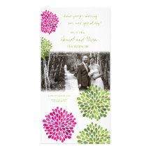 Gracias las rosas fuertes y las floraciones verdes tarjeta fotografica personalizada