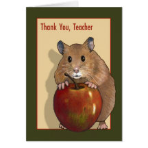 Gracias profesor: Hámster lindo con Apple rojo Tarjeton