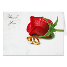 Gracias tarjeta de nota del boda del rosa rojo
