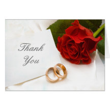 Gracias tarjeta de nota del boda del rosa rojo