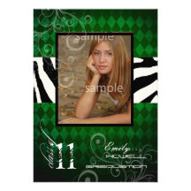 Graduación 2011, Harlequin esmeralda de PixDezines Invitación Personalizada