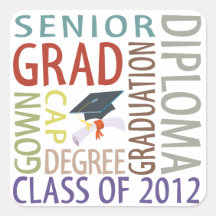 Graduación 2012 calcomania cuadradas personalizada