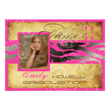 Graduación 2012 de PixDezines/vintage/cebra/color  Invitacion Personalizada