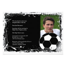 Graduación blanco y negro del fútbol del Grunge Comunicados Personalizados