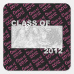 Graduación - clase de 2012 - rosa y negro colcomanias cuadradas