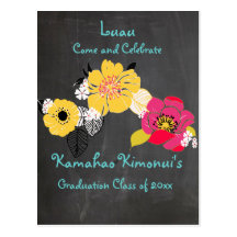 Graduación del luau de la pizarra de PixDezines/tr Tarjeta Postal