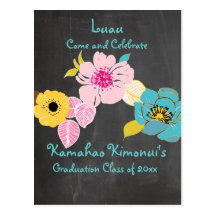 Graduación del luau de la pizarra de PixDezines/tr Postal