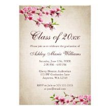 Graduación del moreno del vintage de las flores de invitaciones personales 