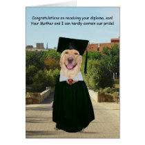 Graduación divertida del perro/del laboratorio par tarjetas